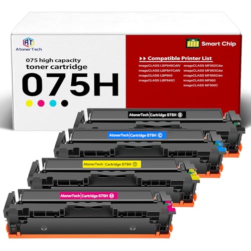 Image of 075H 075 High Yield Toner Cartridge Set MF665Cdw Compatible with Canon 075 /075H Toner for Canon ImageCLASS MF665Cdw MF662CDW LBP646Cdw LBP647Cdw Printer | 4Pack(Black Cyan Yellow Magenta)