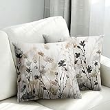 ADJUVANT Flowers Pillow Covers Garden Floral Throw Pillow Covers Set of 2 18x18 Inches Modern Plants
