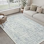 HUGEAR Vintage Blue Rugs Living Room Washable Non Slip Large Area Rug 150x210cm Bedroom Kitchen Hall Lounge Office Dining Room Indoor Carpet Low Pile Big Carpets