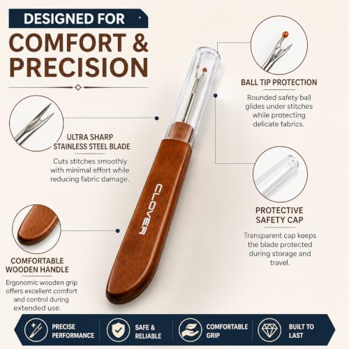 Image of Seam Ripper Large Size 3 pcs, Professional Stitch Remover Tool, Sharp Thread Cutter for Sewing Machine, Tailoring, Embroidery, Quilting and Craft Projects