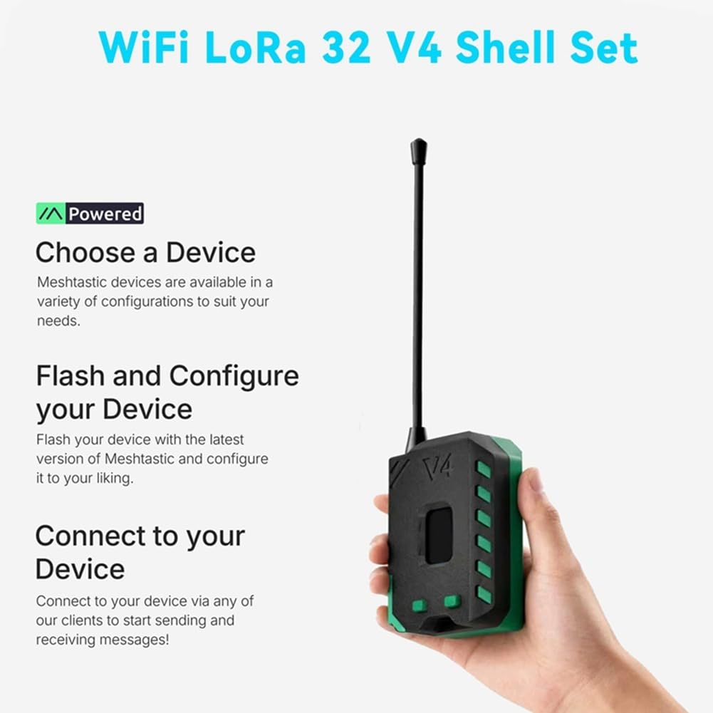 2 Kits Heltec LoRa32 V4 Meshtastic avec Carte + Batterie + Boîtier WiFi BLE SX1262 Lora OLED, Réseau Mesh Solaire, WiFi Lora BLE Basse Consommation