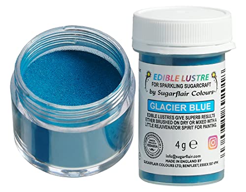 Sugarflair Edible Lustre Glacier Blue - Colorante Alimentario, Polvo Brillante Comestible para Tartas, Pasteles, Cupcakes, Magdalenas, Chocolate, Pastelería, Helados, Postres, Cócteles - 4g
