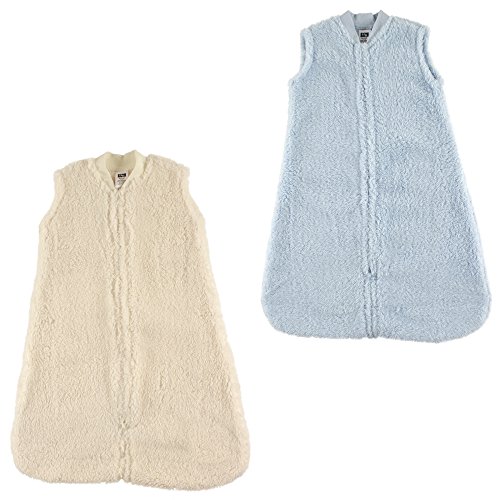 Hudson Baby Safe Sleep Sherpa Wearable Sleeping Bag, Blue and Cream, 18-24 Months