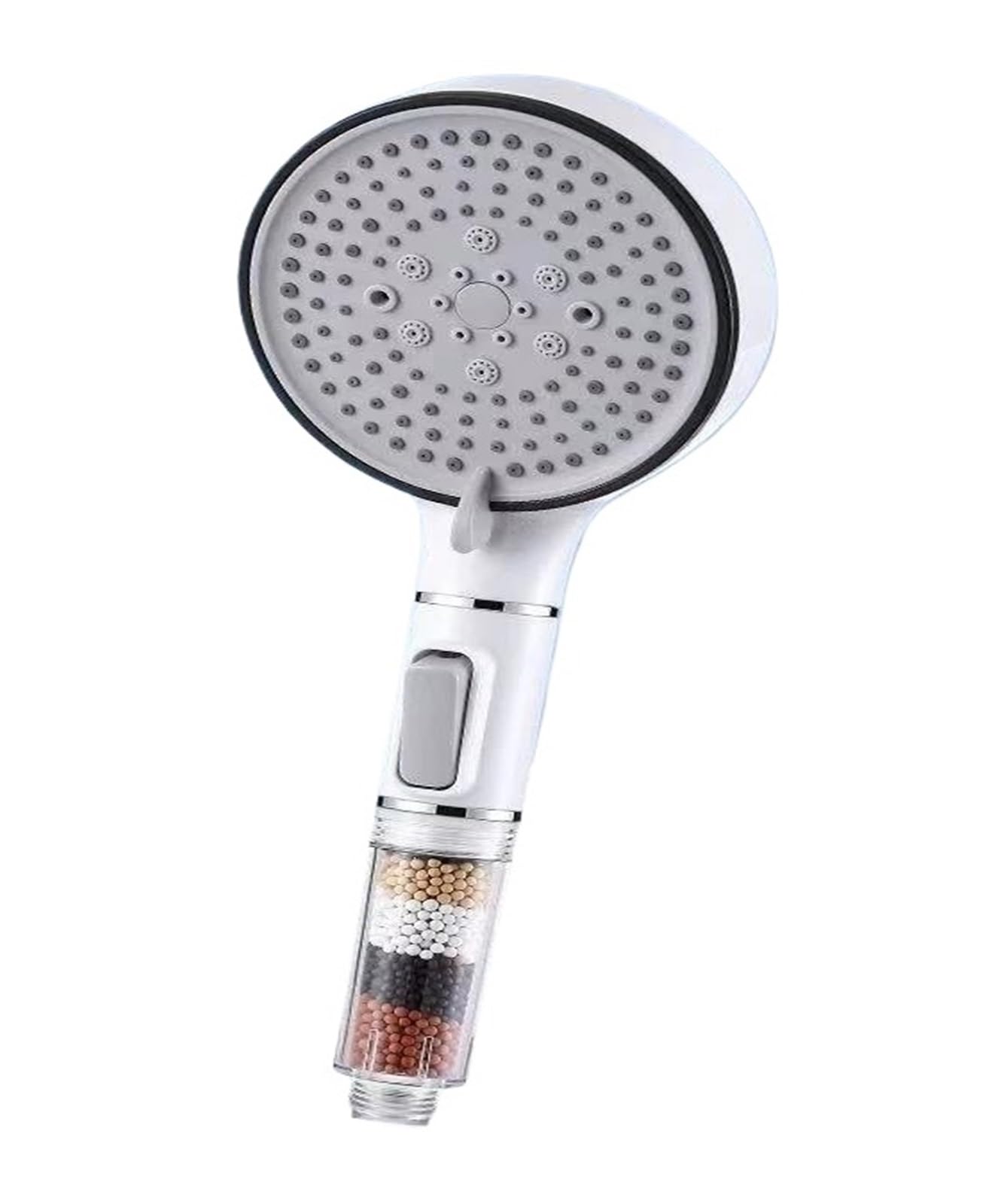 Soffione doccia per bagno con pulsante di arresto, soffione doccia con filtro a 5 modalità(Silver shower)