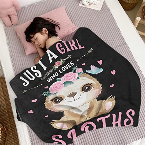 Just A Girl Who Loves Sloths Flannel Blanket - Image 4