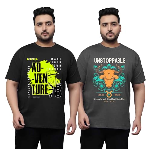 Image of West Gate Clothing Plus Size T-Shirt for Men | Cotton Mens Tshirt XL,2XL,3XL,4XL,5XL | Travel,Adventure T-Shirt | Urban | Mens T-Shirt Combo Pack of 2