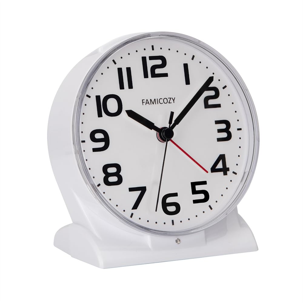 FAMICOZY Automatically Backlighted Alarm Clock Silent No Ticking for Seniors Vision Impaired Easy to Set Big Numbers Ascending