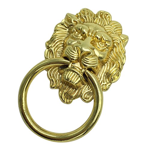 Homyl 2x Puxador de Cabeça de Leão Puxador Porta Cabine Gaveta Decoração de Móveis Dourado, S