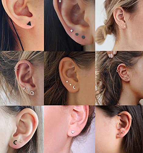 18Pairs 20G 18G Stainless Steel Tiny Stud Earrings for Women Cartilage Helix Earrings Ball Star CZ Earrings3