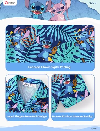 Image of Disney Marvel Spiderman Cars Stitch Star Wars Mickey Boys Hawaii Shirt Button Up Dress Shirts Short Tropical Shirt Kids 2-13Y