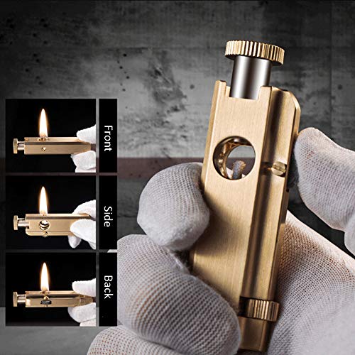 Ambrogio.l Wheel Kerosene Lighter,Vintage Trench Lighter Pure Copper Creative Brass Cigarette Lighter For Collection Decorative Gift #TOP1