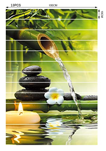 Calcomanías para elevadores de escaleras de vinilo decorativo 3D bambú verde de 39.3 x 7.1 pulgadas 6