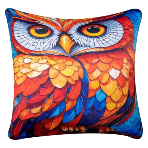 Image of Decorative Satin Sofa Cushion Covers Set of 5, 16 x 16 Inches, Multicolor Floral Printed Pillow Covers for Living Room, Bedroom, Couch & Sofa, Soft Glossy Fabric, Zipper Closure