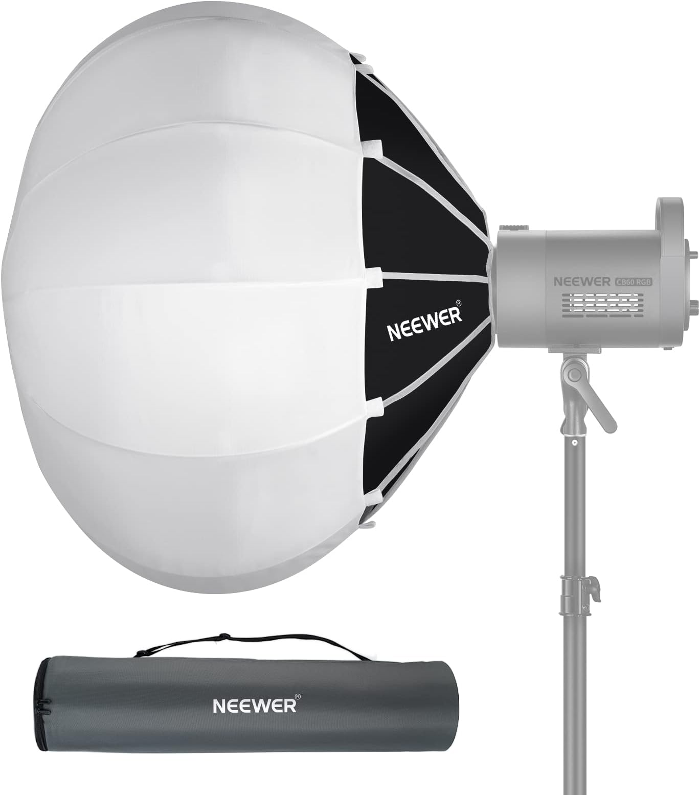 NEEWER 26"/65cm Lantern Softbox One Step Quick Release, 360° Light Diffuser with Skirt, Bowens Mount for Video Light CB60 CB100 CB150 Compatible with Aputure Light 600d Amaran 60x Godox SL60W, NS65L