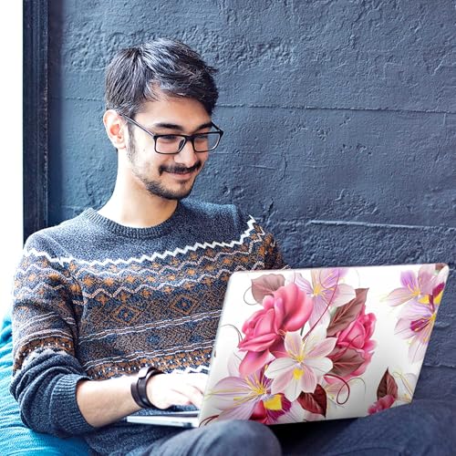 Image of Galaxsia Floral D22 Full Body Vinyl Laptop Skin /Sticker /Cover Upto 15.6 Inches Laptops Laminated-Removable-HD Quality Compatible for Hp-Dell-Sony-Lenovo-Asus etc.(15x10 Inches)