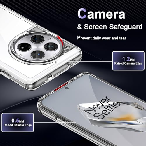 Image of Case for OnePlus 12 5G, Military Grade Drop Protection Phone Case, Yellowing Resistant, Anti-Scratch Hard PC Back, Shockproof Hard Ultra-Thin Protective Cover, Clear