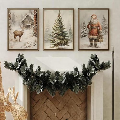 Uixxducc 3er Weihnachten Premium Poster Set, Vintage Elch...