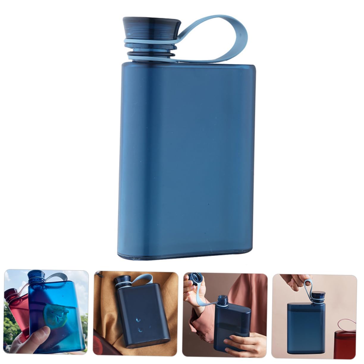 DECHOUS 5 Pezzi bollitore Piatto a5 Borraccia Sport Riutilizzabile Bottiglie Pieghevole Pianura Bottiglia per la conservazione dell'Acqua Bottiglia Trasparente pp Blue Riutilizzabile