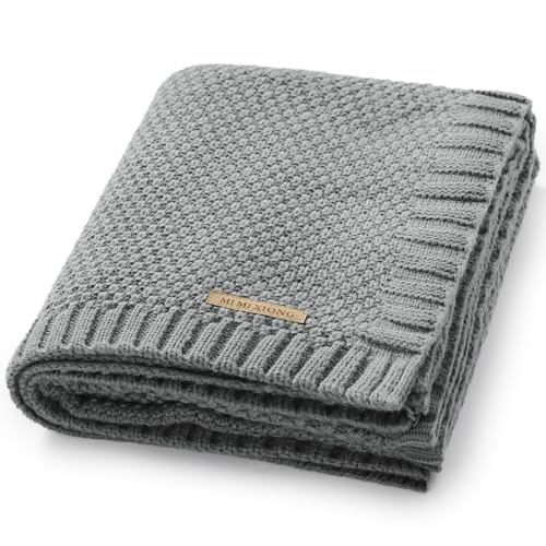 Image of mimixiong Baby Blanket Knit Toddler Blankets for Boys and Girls Grey 40x30 Inch