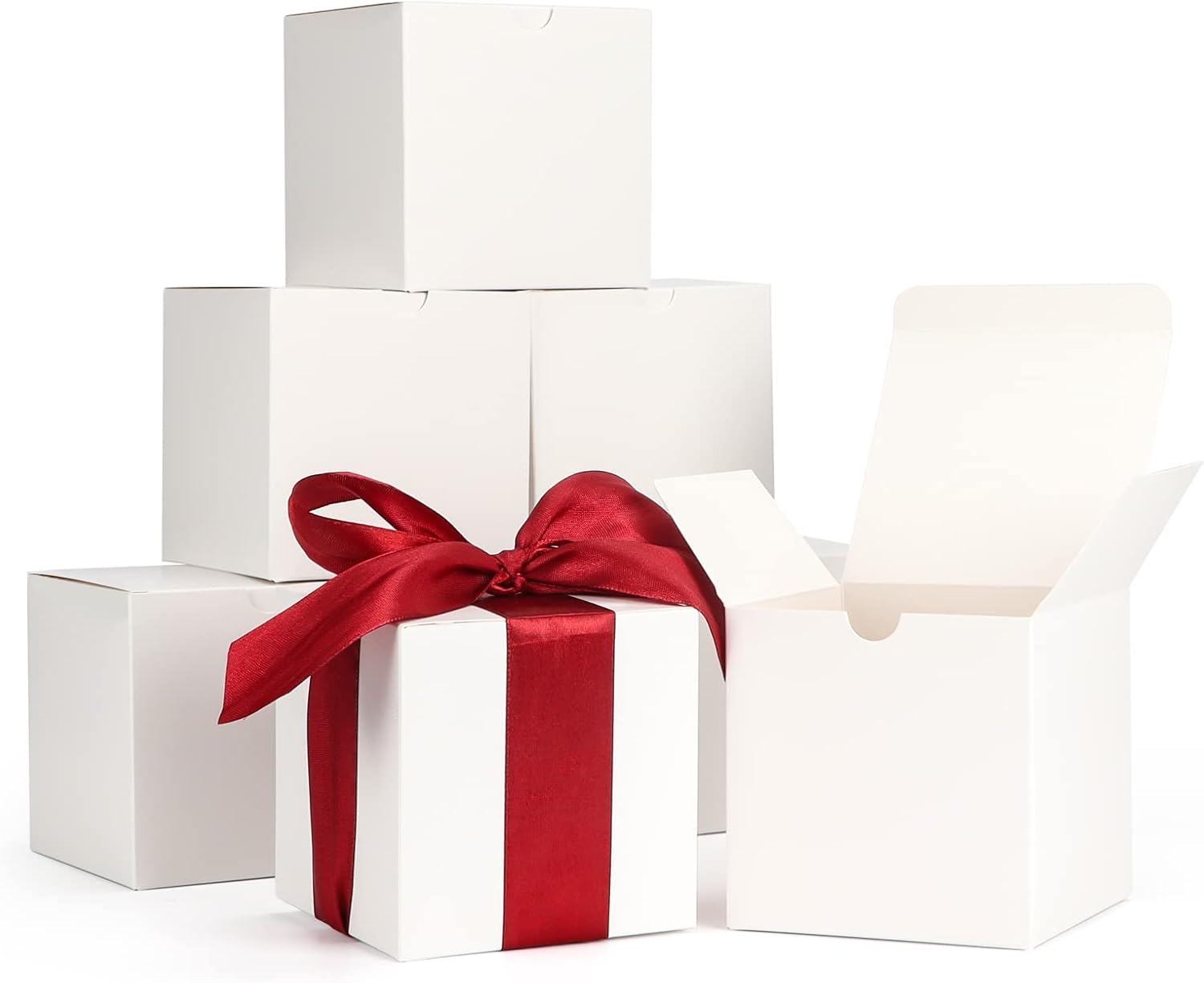 PETAFLOP 100 Pack Gift Boxes 4x4x4 with Lids, White Small Gift box for