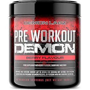 Pre Workout Demon – Advanced Pre-Workout Energy Powder with Creatine, Caffeine, Beta-Alanine & Glutamine, Berry Blast, 360g – 40 Servings