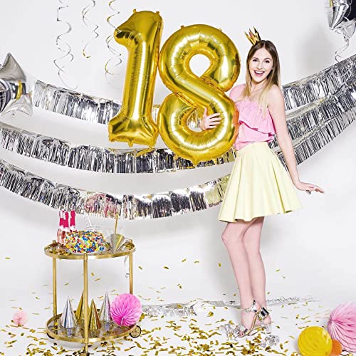 Image of 40 Inch Gold 18 Number Balloons Giant 18 Balloons Gold Birthday 18 Balloons 18th Birthday Anniversary Party Decorations Supplies