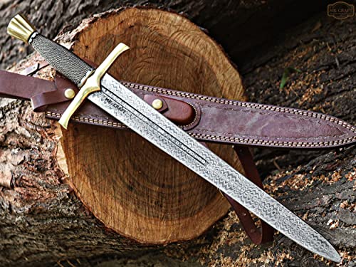 Swords Battle Ready, Master Sword Amazing Short Sword, Handmade Damascus Sword, longsword 22”, Viking Sword, Excellent & Beautiful Gift for him (Longsword)