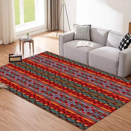 Tapis motifs indiens traditionnels aux finitions géométriques durables - 3