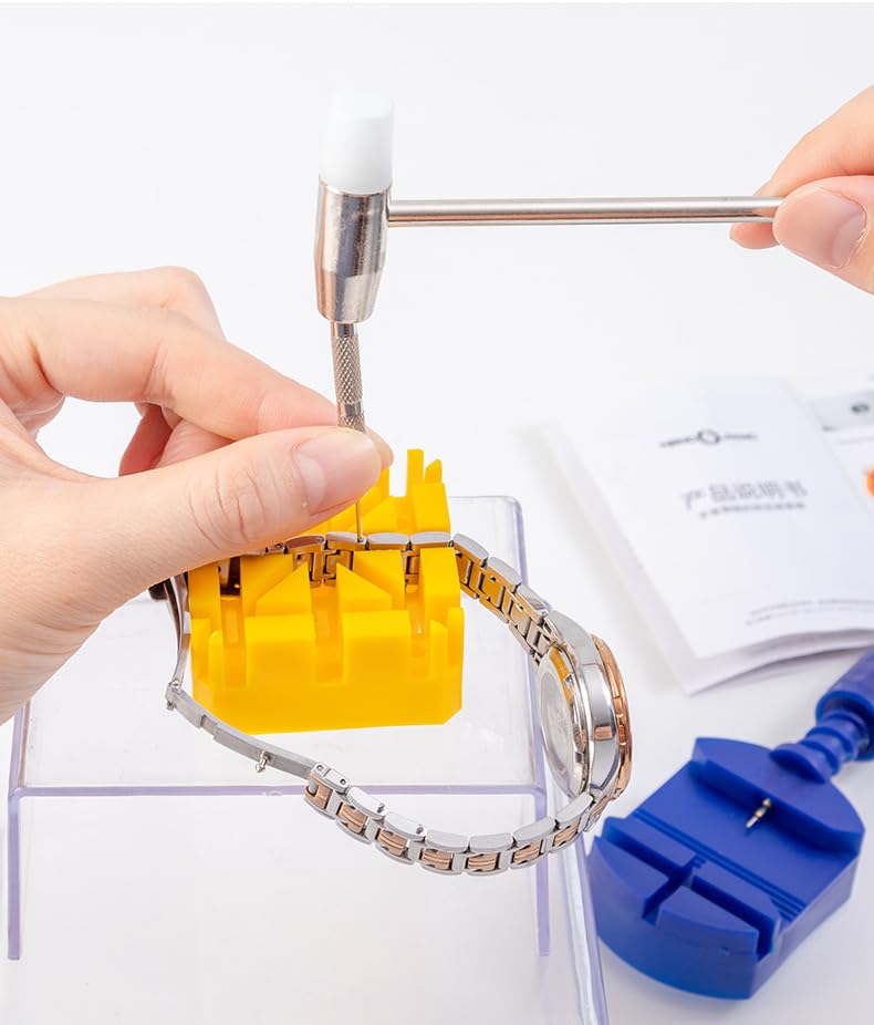 Image of MAKABEE Watch Link Removal Kit, Resizing Tool for Bracelet Adjustment & Replacement, Pin Remover for Sizing Strap, Watch Adjuster, Hammer for Repair, Adjust Band, with User Manual, Punches