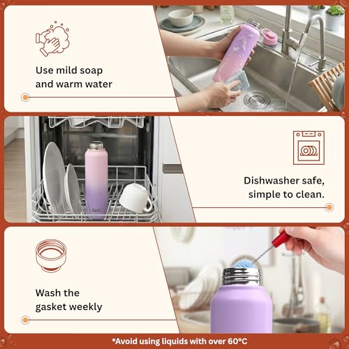 Image of Clazkit Dual Colored Stainless Steel Water Bottle |ISI Certified Leakproof, Durable for School Kids, Fridge, Sports, Gym, Yoga & Office - Easy to Clean & Reusable-1000ml - Pink