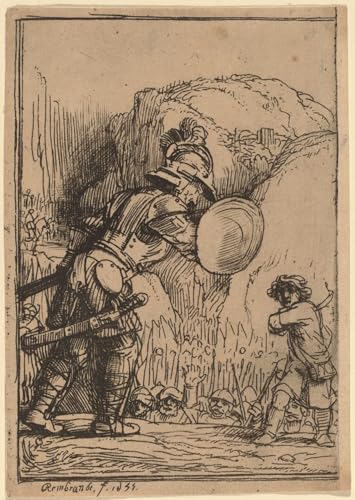 Tableau Toile David et Goliath Rembrandt 60x90cm pour décoration murale de salon