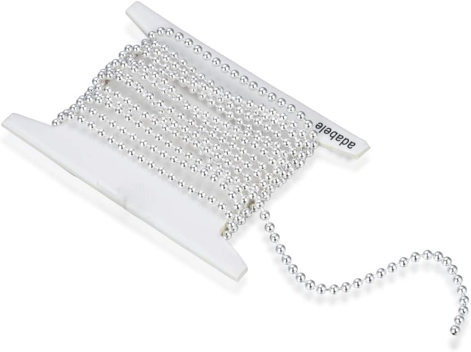 Adabele 5 Feet Authentic 925 Sterling Silver Unfinished Ball Bead Chain Link 2mm Bulk Hypoallergenic Nickel Free for DIY Craft Jewelry Making SSK-C3