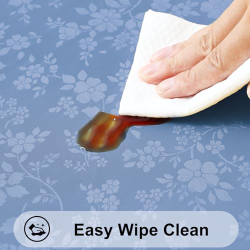 Image of Smiry Rectangle Table Cloth, Waterproof Heavy Duty Vinyl Tablecloths, Wipeable Washable Table Cover for Kitchen, Dining Room (Haze Blue, 60 inch X 102 inch)