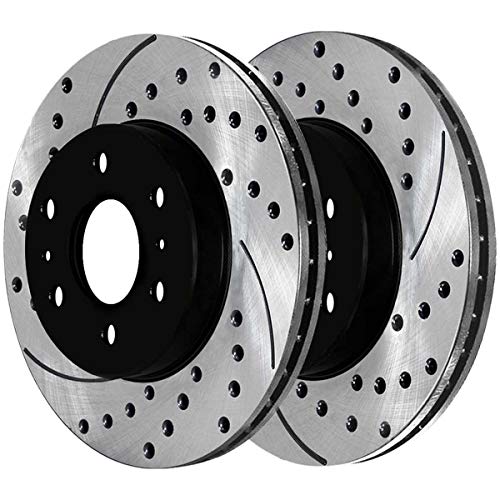 Auto Shack SCD1012PR64113 Set of 4 Drilled and Slotted Rotors and 8 Ceramic Brake Pads