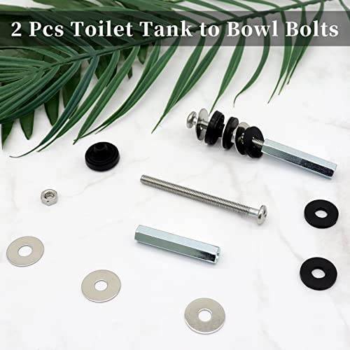 2Pcs Universal Toilet Tank To Bowl Bolts Kit, Heavy Duty Toilet Bolts, Bolts For Toilet Tank, Waterproof Stainless And Rubber Washers Gaskets With Extra Long Nut Screw For Fastening(Silver) #TOP6