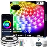 LE LampUX LED Strip Lights, Works wiith Alexa Google Home, 32.8ft WiFi Smart RGB Color Changing, SMD 5050 LED Rope Light, App and Remote Controlled, 12V Tape Light for Bedroom, Home and Kitchen