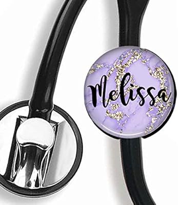 Stethoscope Tag - Purple Glitter Marble - Personalized Name - Steth ID Tag