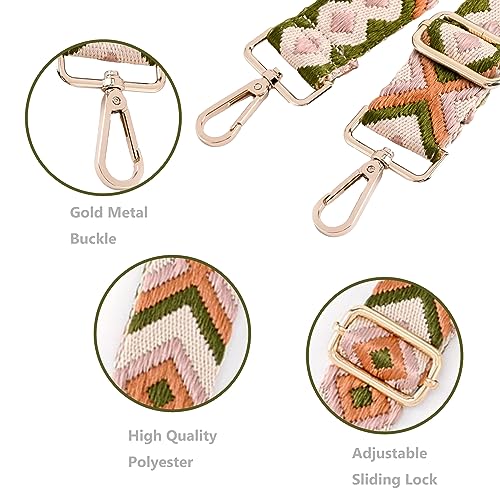 Image of Purse Strap Replacement Wide Adjustable Crossbody Shoulder Strap Guitar Straps for Handbag Rhombus Green