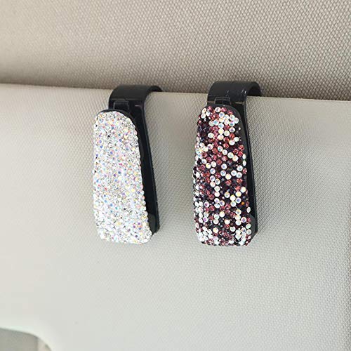 Bril voor Auto Zonneklep sparkling Diamant Zonnebril Brillen Mount met Ticket clip - Whtie AB - Image 8