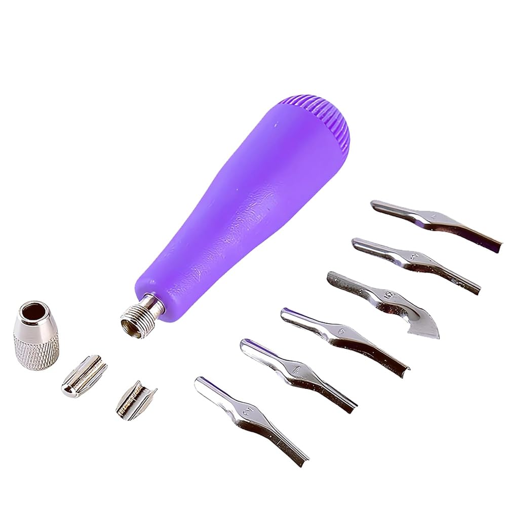 Vjsujehgy Linoleum Cutter Kit Assortment Carving Tools for DIY Block Printing, Includes 6 Blades,