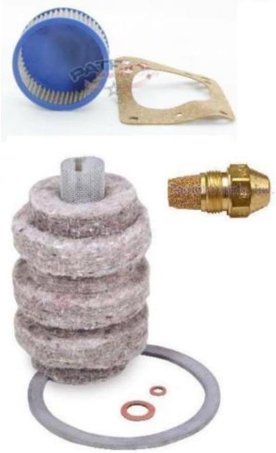 Oil Burner Tune Up Kit 0.50 Gallon 80° Hollow Nozzle, 1A-30 Original Wool (Felt) Oil Filter and"A" Pump Screen (Oil Burner Maintenance Kit)