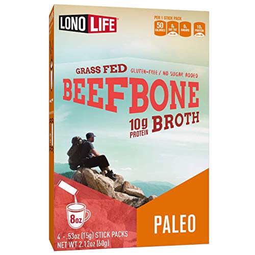 Beef Bone Broth Powder by LonoLife, Grass Fed, 10g Collagen Protein, Keto