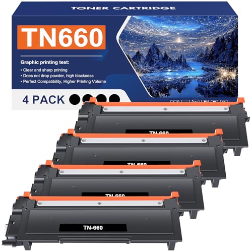 Toner Bank Compatible TN660 TN630 Toner Cartridge Replacement for Brother TN660 TN630 TN 660 TN-660 TN-630 HL-L2380DW MFC-L2700DW HL-L2300D HL-L2320D HL-L2340DW L2540DW Printer Ink (Black, 4-Pack)