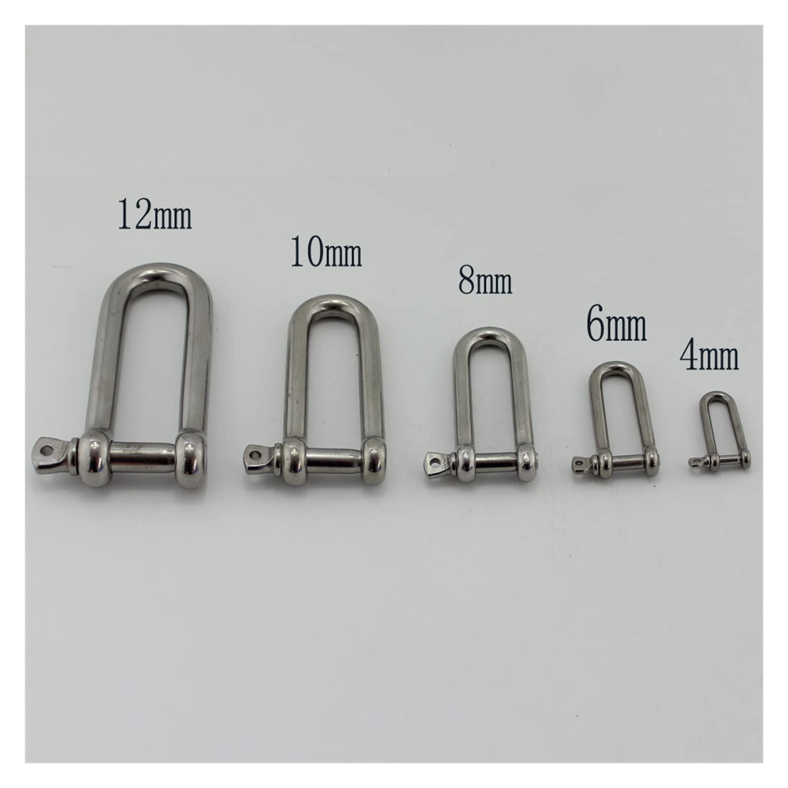 AthuAh d Ring, Stainless Shackle,Small Shackle,Marine Grade Long D Shackle Stainless Steel AISI 316 Long D Rigging Screw Pin Shackle Hooks Rigging Hardware M8 M10 M12 (Color : 8mm 10pcs)(10mm 5pcs)