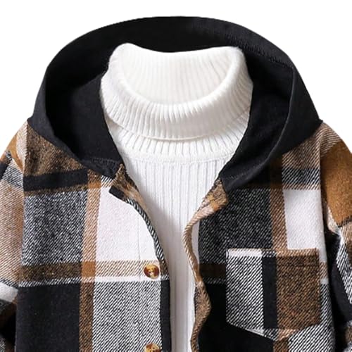 Image of Nivne Tco Toddler Boys Clothes - Button Plaid Hoodie Jacket & Sweatpants Sets - 2 Pieces Boys Clothes Outfits