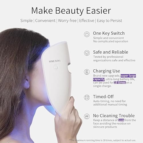 HIME SAMA LED Face Mask – 8 Color Light Mask for Skin Care, Red & Blue Light, Infrared, Wireless Design, Anti-Aging (Miracle ACE RB-081) - Image 6