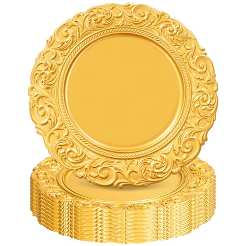 Platos dorados decorativos x10 13 pulgadas tipo cargador