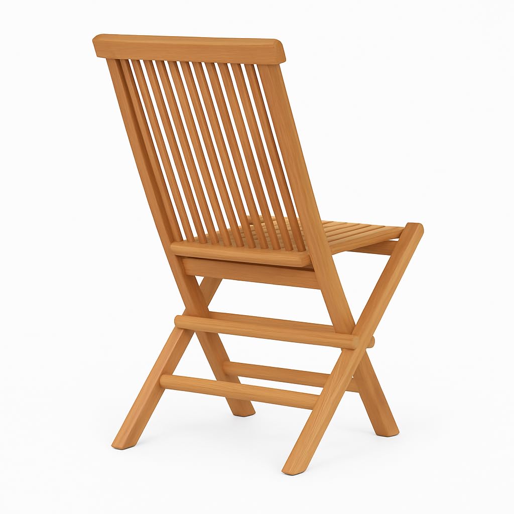 Meubletmoi Chaise de Jardin Pliante en Bois de Teck Massif huilé pour Table de Repas - Extérieur Naturel Patio terrasse Balcon - ANCOLIE