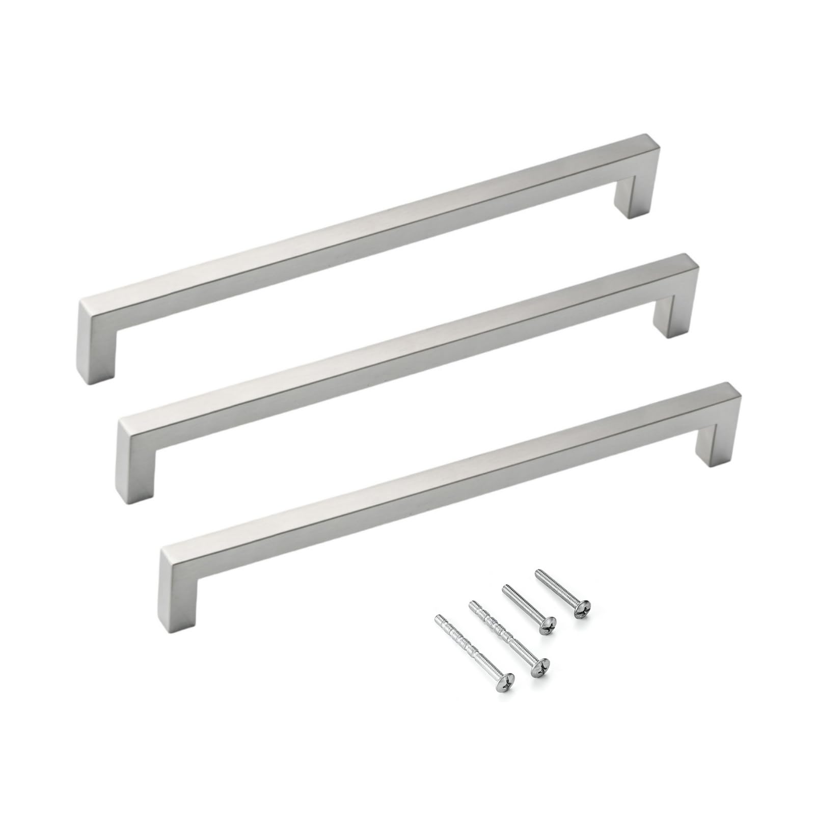 Aibeli 10 Pack Brushed Nickel Cabinet Handles 10 Inches Stainless Steel Square Cabinet Pulls Dresser Drawer Knobs Cupboard Handles Modern Kitchen