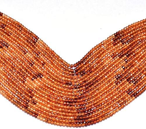 Perline In Granato Hessonite Naturale Arancione - Rondelle Sfaccettate 3mm - Filo Da 40,5 Cm (13 Pollici) Per Creazione Gioielli - 2